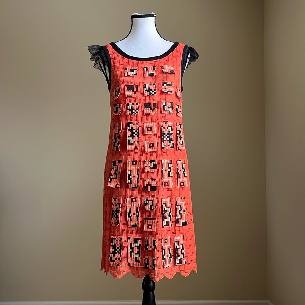 NWT - Custo Barcelona - Orange and Black Crochet Dress - Size 3 / M